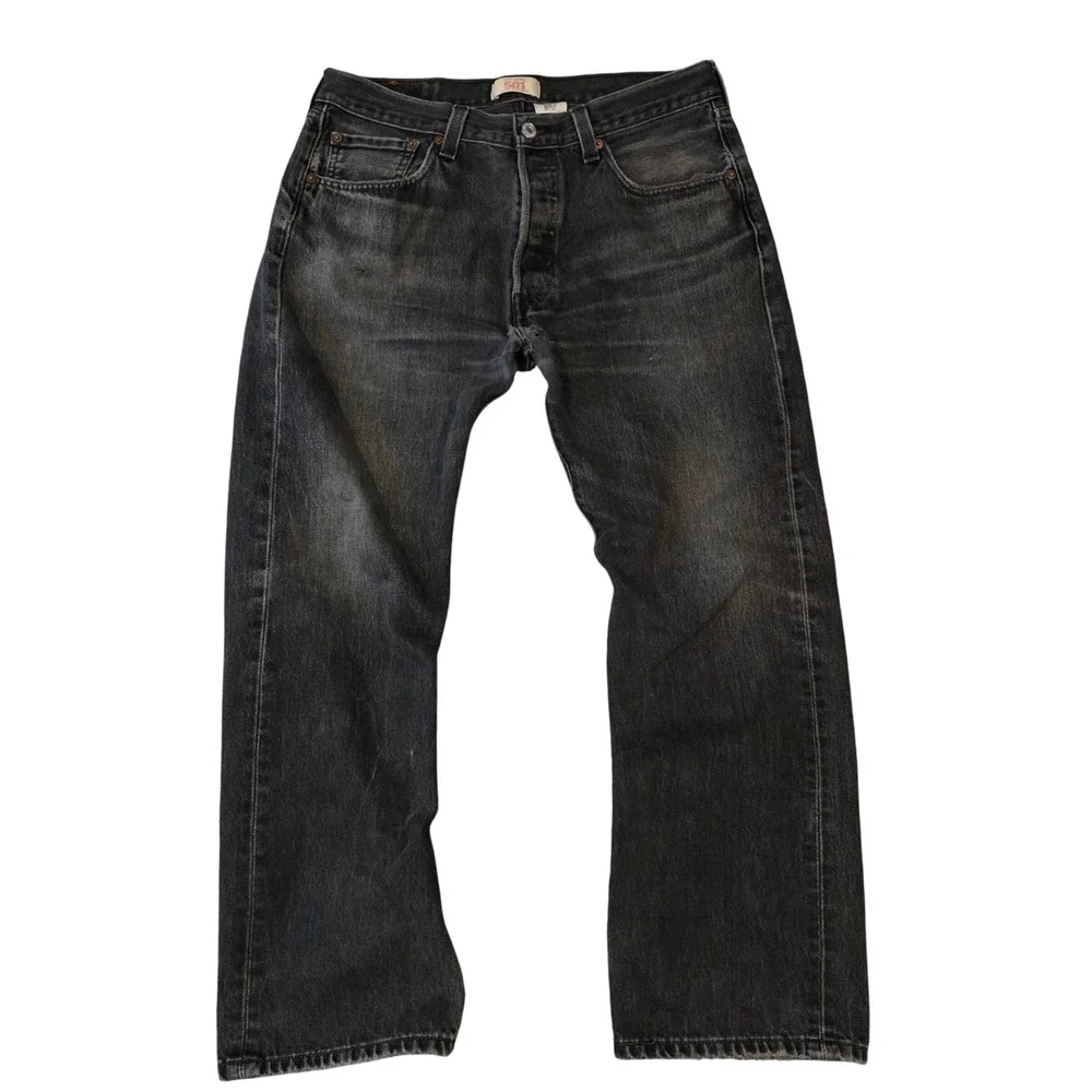 Vintage Levis 501 Black Fade Straight Leg Button Fly Denim Jeans Mens 34x29